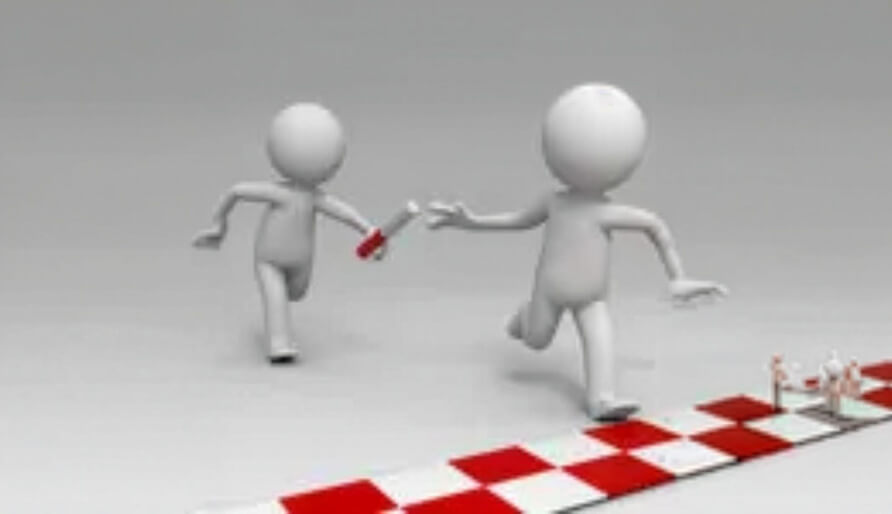 Relay-style handoff representing account turnover management