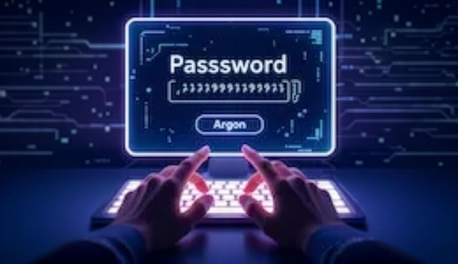 Password interface representing Argon2 hashing guidance